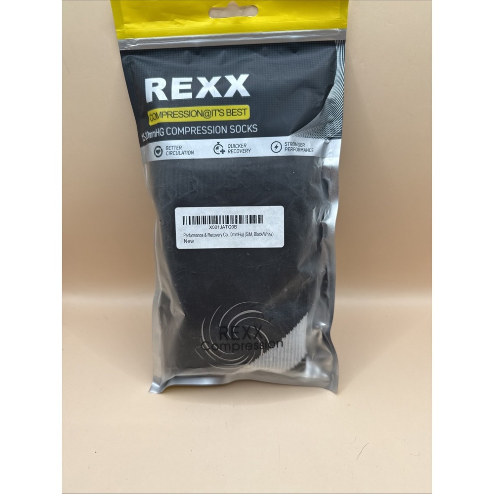 Compression Socks Rexx Women Individually Packed Sock Size S/m Black/white